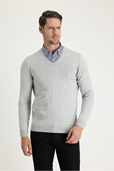 Kiğılı Πλεκτό πουλόβερ με λαιμόκοψη V με κανονική εφαρμογή