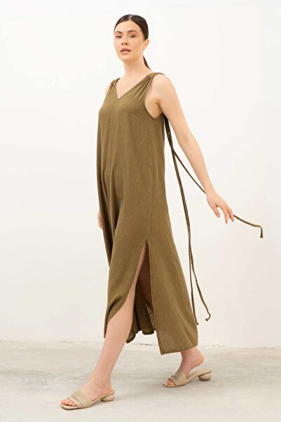 İpekçi Otantik Helen Model Örgü Askılı Elbise