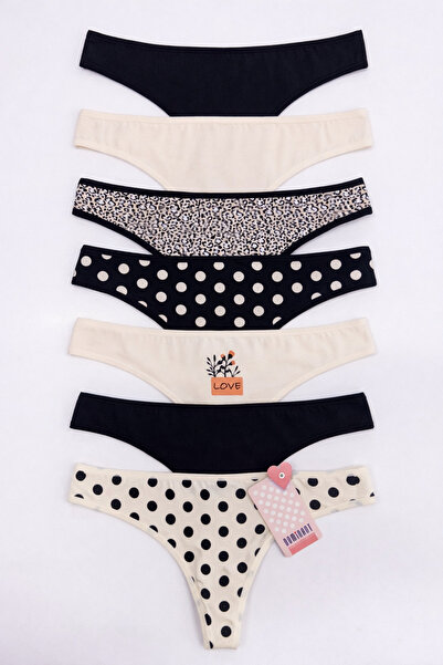 Dominant Women's Cotton Thong Panties 7 Pack