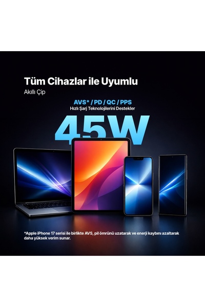 Ttec SmartCharger GAN 45W AVS PD Seyahat Hızlı Şarj Aleti