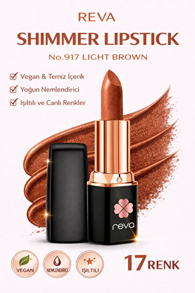 REVA Shimmer Lipstick Light Brown-Brown Series-Işıltı Ruj Kahve Serisi No:917...