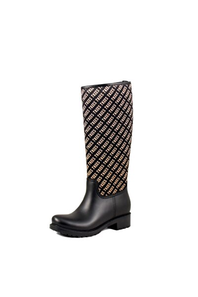 Tkees Дамски черни стилни водоустойчиви дъждовни ботуши