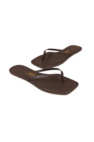 Tkees Γυναικείες καφέ τετράγωνες μύτης καθημερινές κομψές παντόφλες