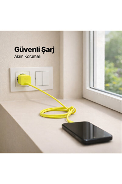 Ttec SmartCharger GAN 45W AVS PD Seyahat Hızlı Şarj Aleti + USB-C - USB-C 3A Kablo Neon