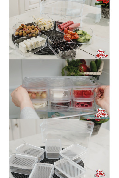 FERHOME Queen Saklama Kutusu Seti 7 Parça – 6’lı Vakumlu Saklama | Kahvaltılı...