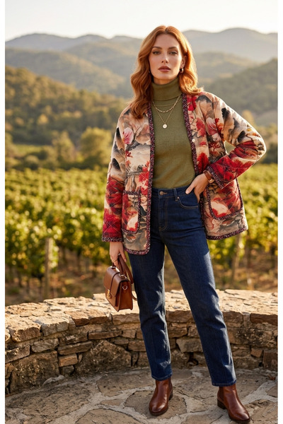 ÇATI KATI Vintage Bohem Düş Koleksiyonu Düş Baharı Kapitone Ceket –El Yapımı