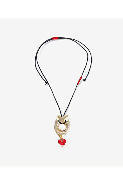 Yargıcı Balık Uç Detaylı Deri İp Kolye