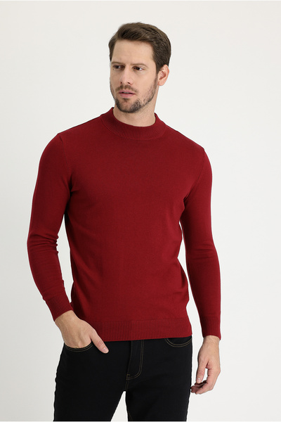 Kiğılı Pulover din tricot din bumbac cu jumătate de gât țesut regular
