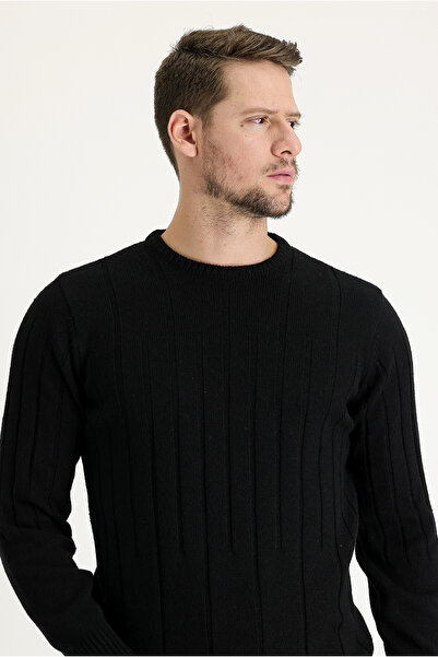 Kiğılı Pulover tricotat cu model de lână, slim fit, cu decolteu