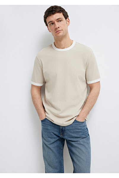 Mavi Biye Detaylı Bej Tişört Regular Fit / Normal Kesim 0613223-70144