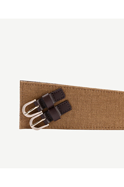 Yargıcı Leather Canvas Blend Asymmetrical Belt