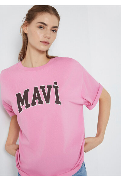 Mavi Logo Printed Pink T-Shirt Oversize / Wide Cut 1600843-71063