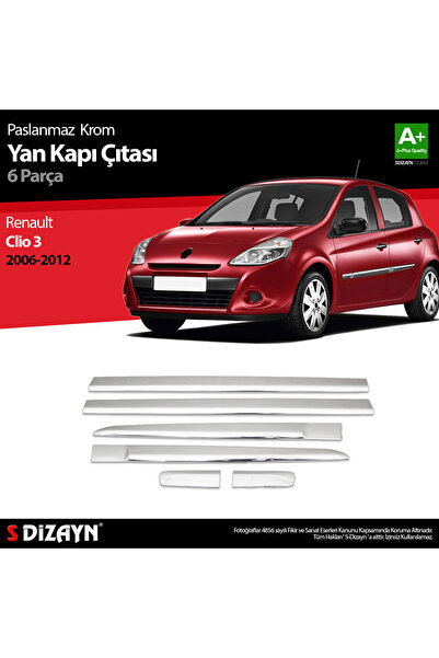 S Dizayn S-Dizayn Renault Clio 3 HB Krom Yan Kapı Çıtası 6 Prç 2006-2012 7002140