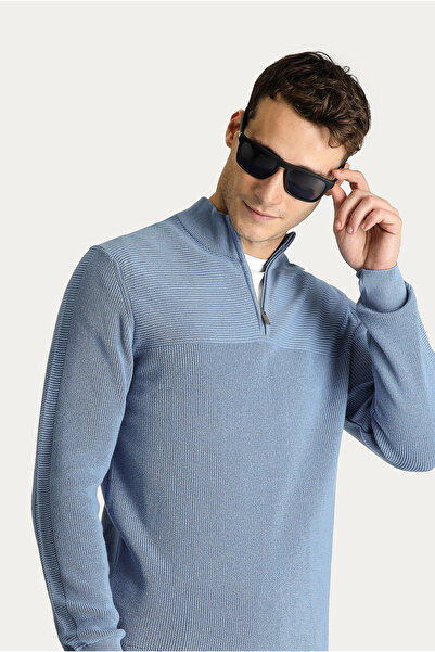 Kiğılı سترة تريكو قطنية بقصة عادية وياقة نصفية وسحاب أمامي