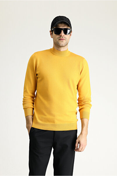 Kiğılı Pulover din tricot din bumbac cu jumătate de gât țesut regular