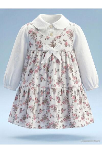 Civil Baby Fiyonklu 6-18 Ay Elbise - Ekru 12-18 Ay