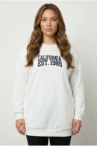 Stil Diva Hanorac cu mânecă lungă cu decolteu și imprimeu brodat - Plus Size ...