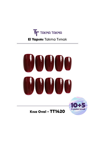 Takma Takma 15'li Bordo Kısa Oval TT1420 Tekrar Kullanılabilir El Yapımı Prot...