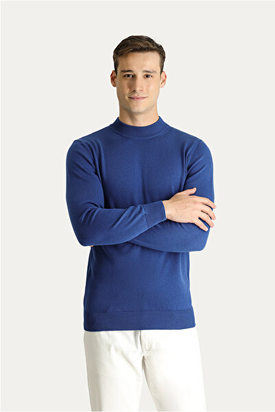 Kiğılı Pulover din tricot din bumbac cu jumătate de gât țesut regular