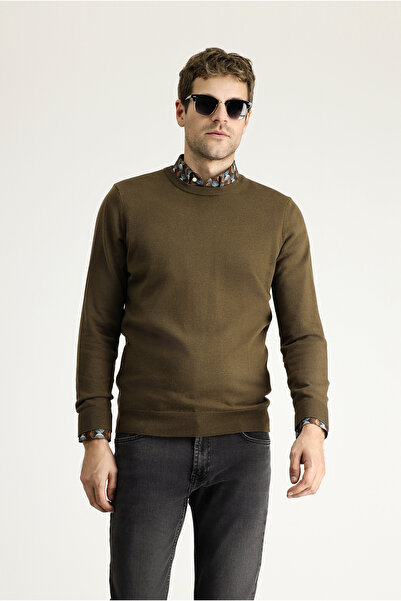 Kiğılı Pulover tricotat din bumbac, slim fit, cu decolteu