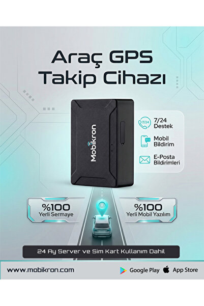 Mobikron MK-500 Mıknatıslı Araç Takip Cihazı 2026 - 24 Ay Hatlı Şarjlı Kablos...