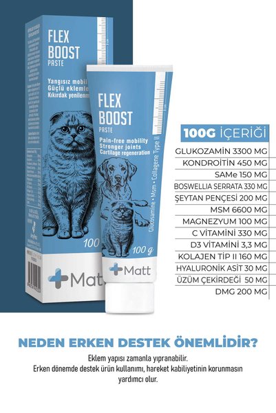 matt Flex Boost Paste – Kedi & Köpek Eklem ve Kıkırdak Desteği Macun