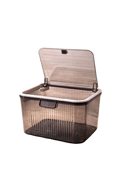 TSUMAB 5L Vertical Striped Flip-Top Desktop Trash Can – Tall Garbage Bin with...