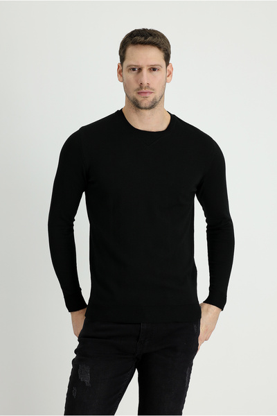 Kiğılı Pulover din bumbac cu modele, slim fit, cu decolteu