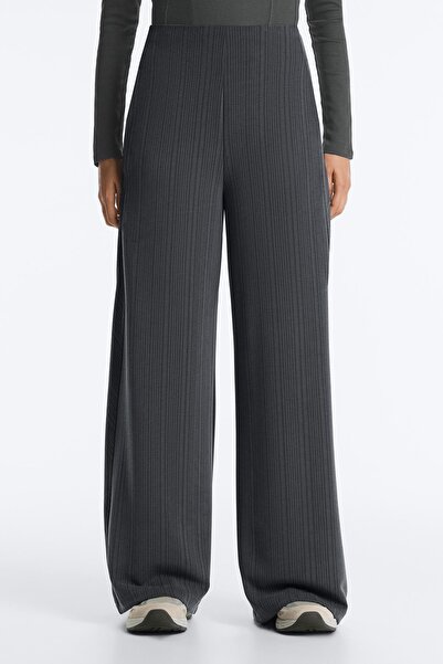 Oysho Asymmetric stripe trousers with modal