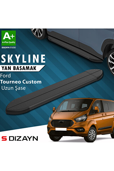 S Dizayn Ford Tourneo Custom Uzun Şase Skyline Siyah Yan Basamak 243 Cm 2012-...