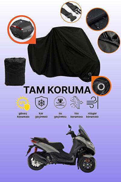dokaca غطاء دراجة نارية متوافق مع Piaggio MP3 300 مع قفل أسود وحقيبة خلفية، غ...