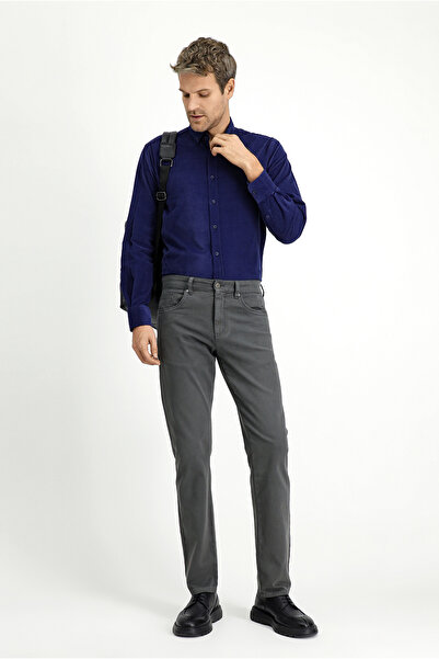 Kiğılı Long Sleeve Regular Fit Sports Buttoned Lapel Cotton Velvet Shirt