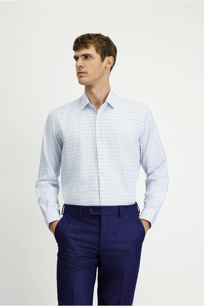 Kiğılı قميص قطني منقوش بأكمام طويلة وقصة عادية