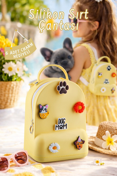 Nandy Home Silikon Çocuk Sırt Çantası – 6 Adet Tak-Çıkar Charm Hediyeli