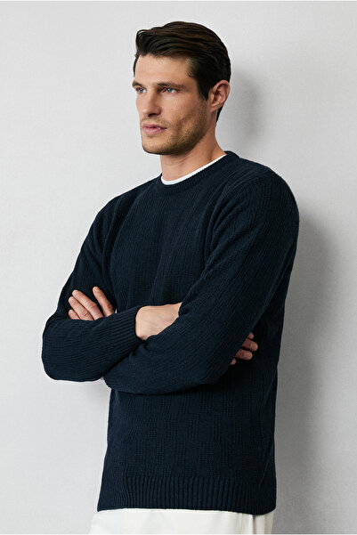 Kiğılı Pulover de tricotaj cu model de lână cu decolteu - Potrivire obișnuită