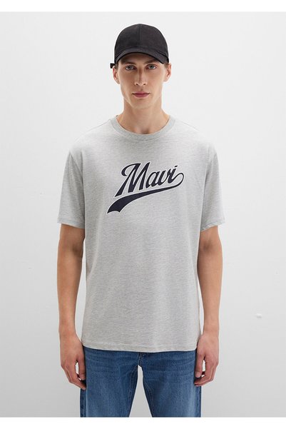 Mavi Tricou gri cu logo imprimat, croiala largi / largi, croiala confortabilă 0613023-80018