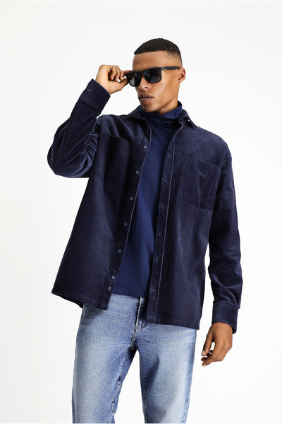 Kiğılı Cămașă oversize din catifea din bumbac cu mânecă lungă