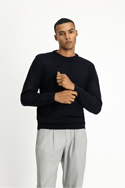 Kiğılı Pulover de tricotaj cu model cu decolteu rotund