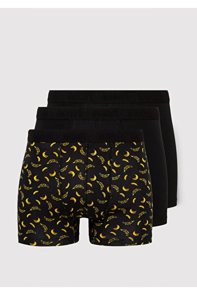 Mavi 3lü Baskılı Siyah Boxer 0911910-900