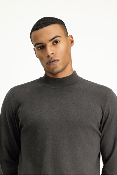 Kiğılı Pulover din tricot din bumbac cu jumătate de gât țesut regular