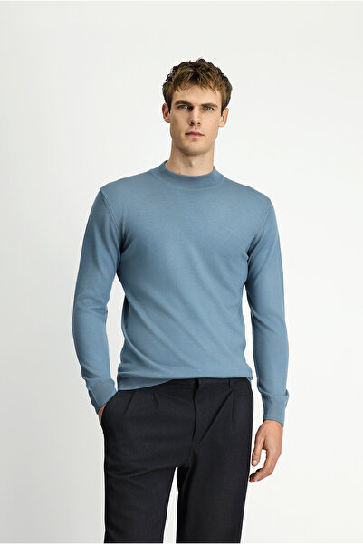 Kiğılı Pulover din lână cu jumătate de gât înalt, cu croială normală basic di...