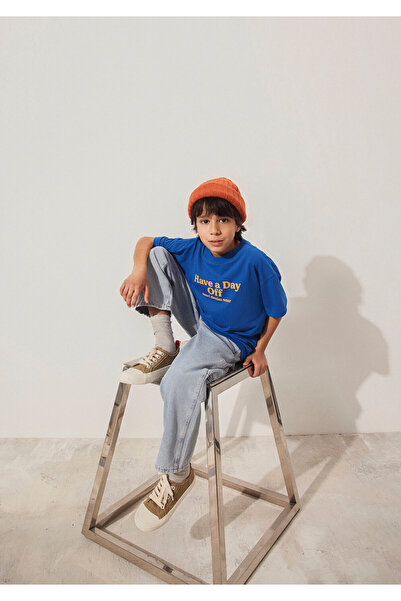 Mavi Τυπωμένο μπλε μπλουζάκι Oversize / Wide Cut 6610277 -82491