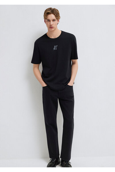 Mavi Pro Logo Printed Black T-Shirt Loose Fit / Loose Relaxed Fit0612189-900