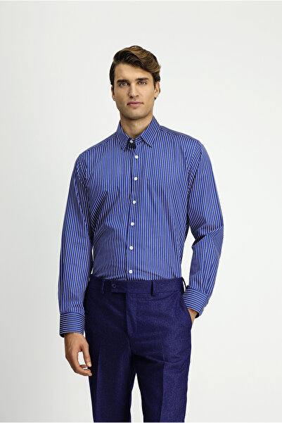 Kiğılı Cămașă clasică din bumbac cu dungi cu mânecă lungă