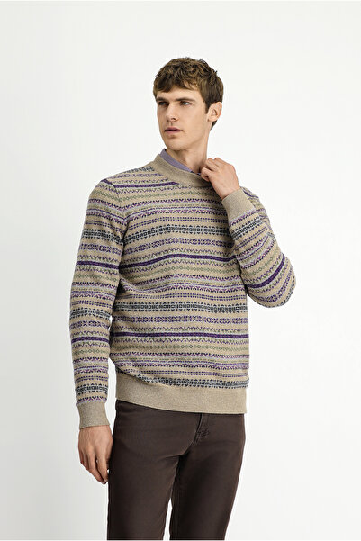 Kiğılı Πλεκτό πουλόβερ με μοτίβο με κανονική εφαρμογή με λαιμόκοψη