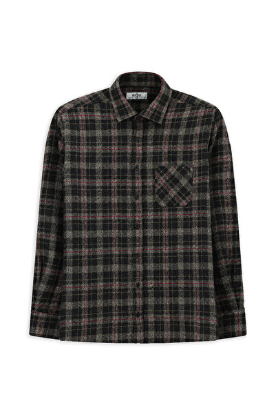 Kiğılı Cămașă de iarnă cu mânecă lungă, croială normală cu buzunare ecosez bu...