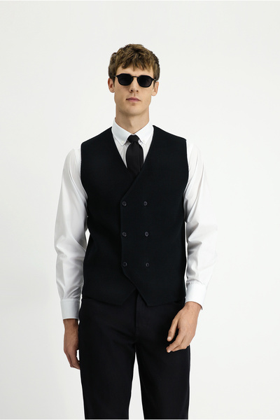 Kiğılı Yünlü Kruvaze Triko Yelek