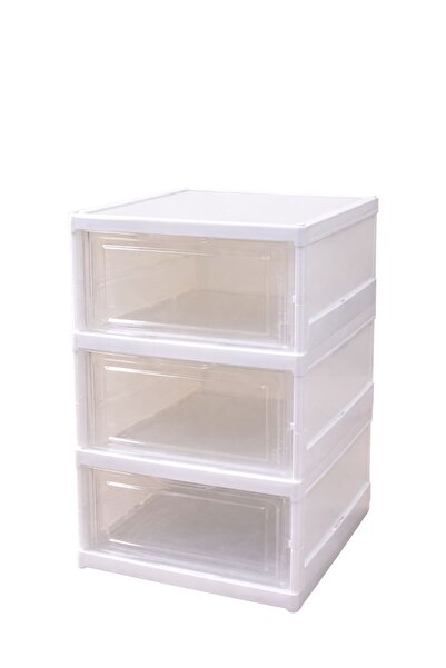 TSUMAB صندوق تخزين أحذية قابل للطي بثلاث طبقات - خزانة تنظيم أحذية بلاستيكية ...