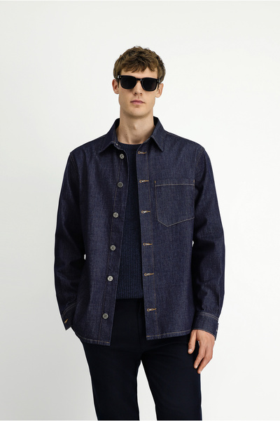 Kiğılı Cămașă / palton sport din denim din bumbac cu mânecă lungă, cu croială...