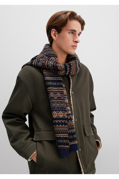 Mavi Jacquard-Schal in Marineblau 091059-29764